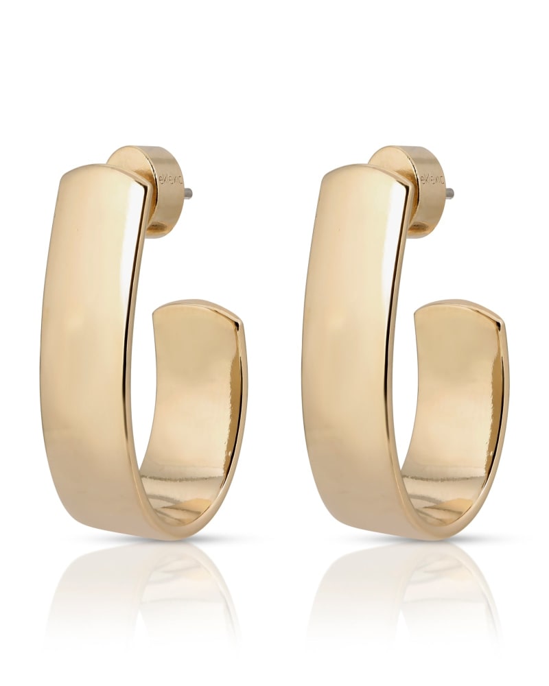 Front of a size one-size-fits-all Ophelia Hoops Gold in Gold by Eklexic. | dia_product_style_image_id:285564